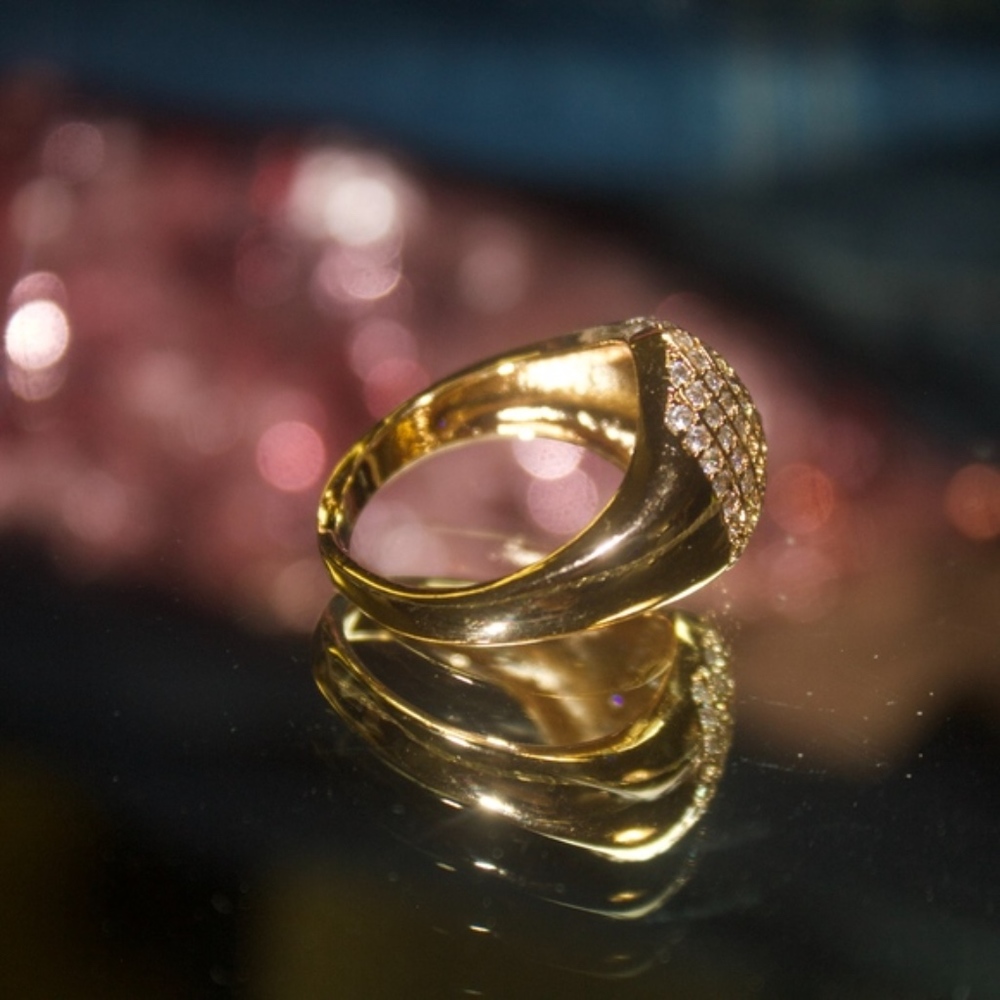 14kt Gold Dipped Pave Swarovski Ring - image 2